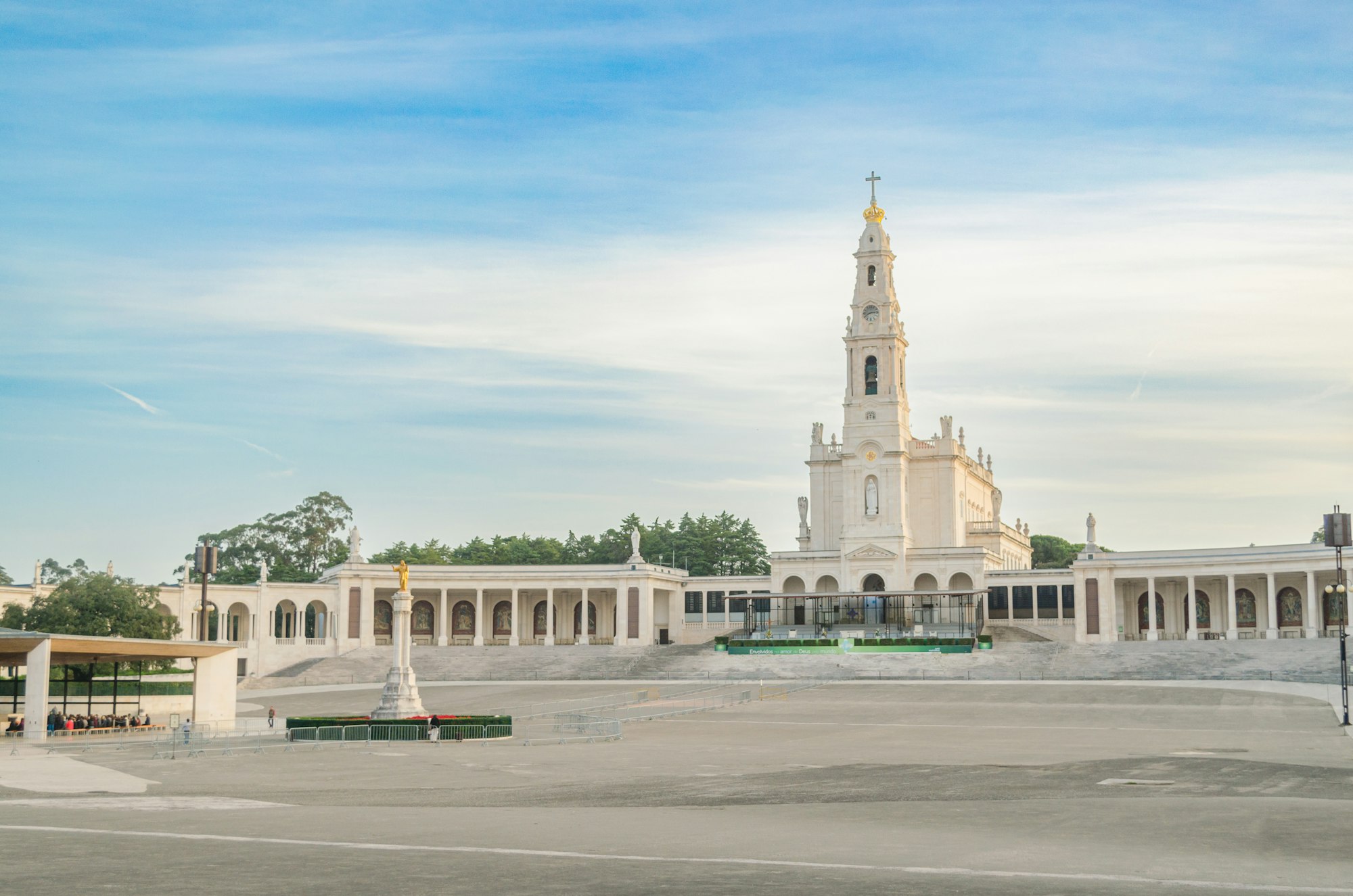 early morning view of the facade of Sanctuary of Fatima, Portugal.