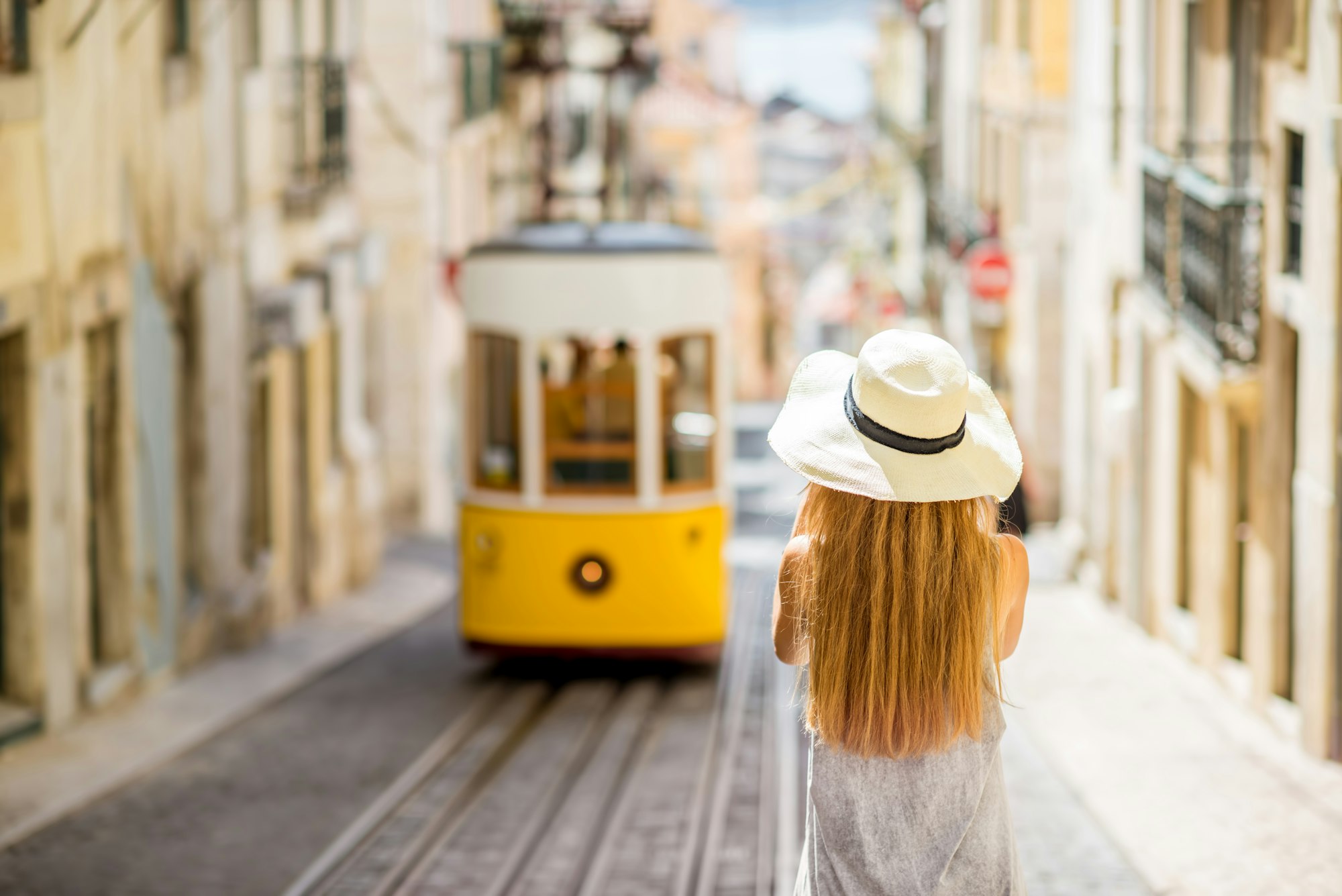 Woman traveling in Lisbon, Portugal