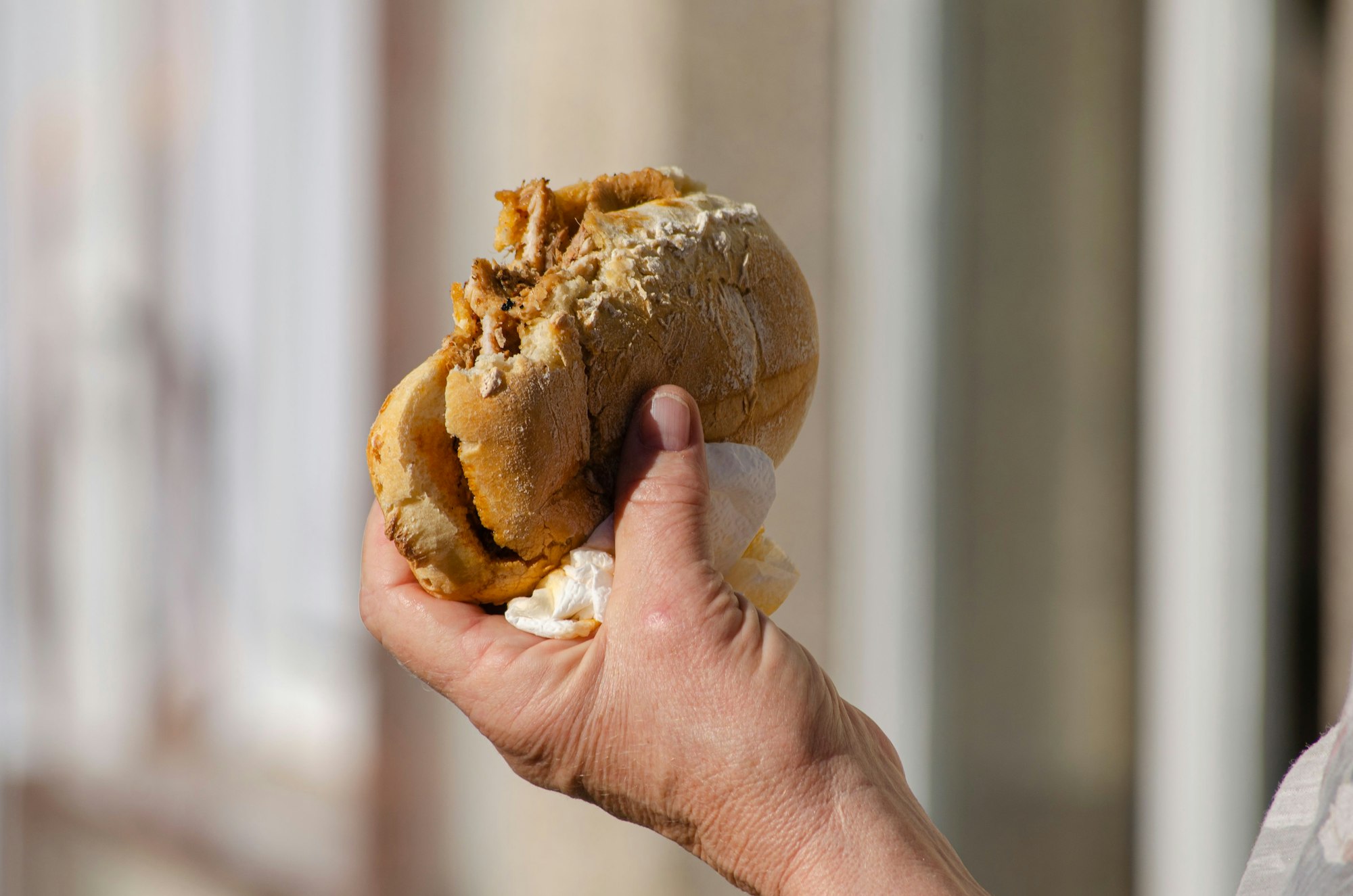 Typical pork meat sandwich in portugal called bifana